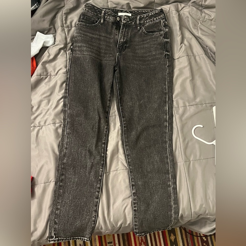 Acid wash black mom jeans
